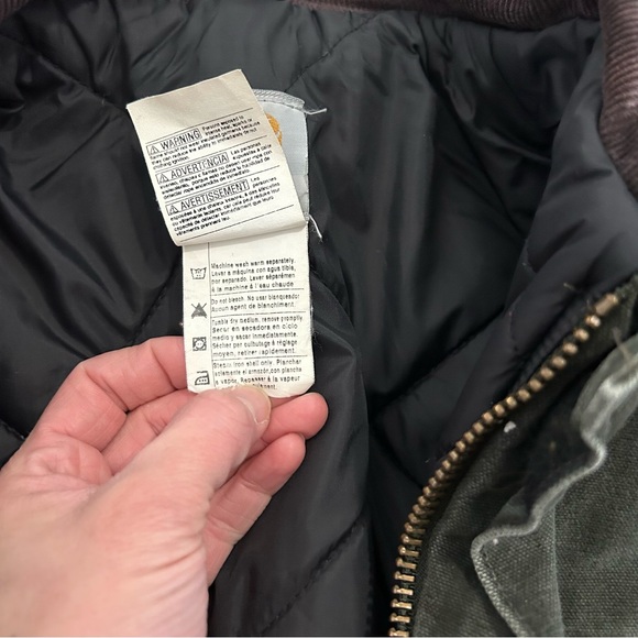 Vintage Carhartt Duck Canvas Jacket Quilted  Mens S Moss Green Barn Chore Arctic - Picture 5 of 15